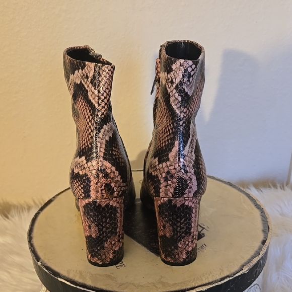 Pink and Black Ankle Booties with Chunky Heel - Picture 6 of 11
